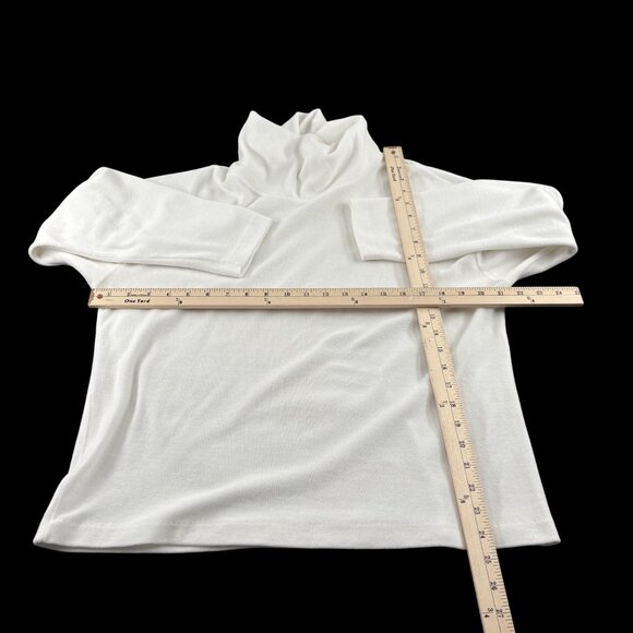 Aileen White Velour Turtleneck Long Sleeve Top Made In Usa Soft Large - Picture 4 of 5